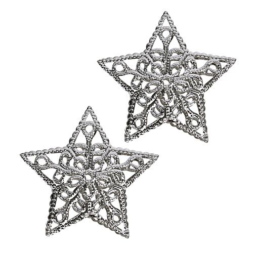 Stjerne lavet af metal sølv 6cm 20 stk