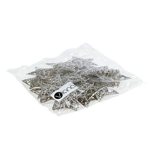 Artikel Stjerne lavet af metal sølv 6cm 20 stk