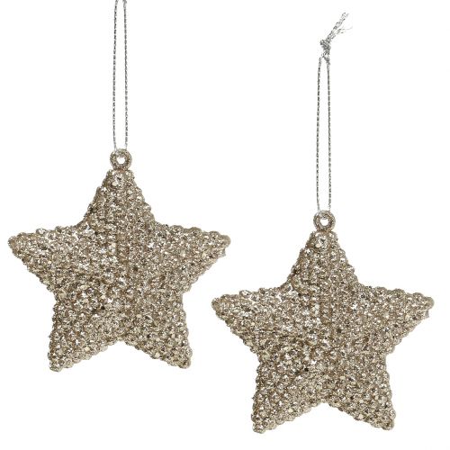 Floristik24 Stjerne med glimmerchampagne 7,5cm 12stk