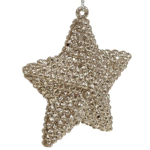 Floristik24 Stjerne med glimmerchampagne 7,5cm 12stk