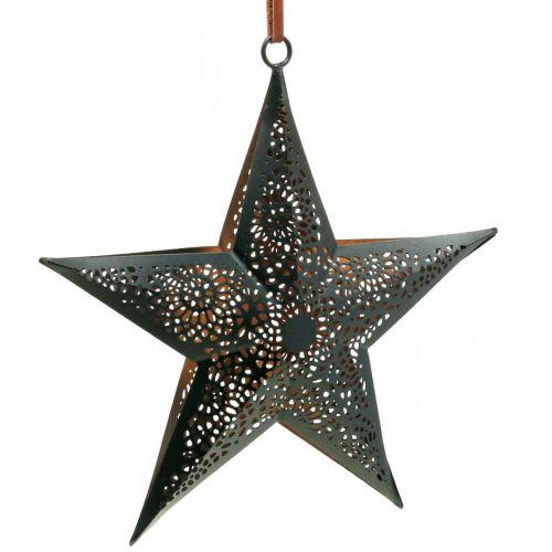 Artikel Juleophæng Star Metal Star Sort H19cm