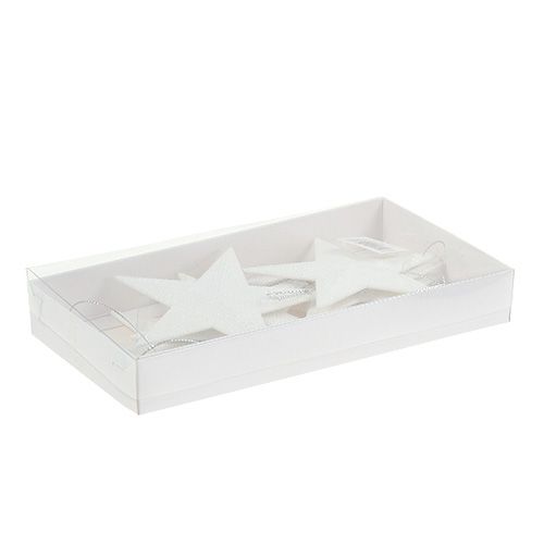 Floristik24 Stjerne til at hænge hvid 11cm L19cm 6stk