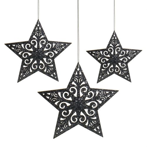 Artikel Julestjerne med ornamenter sølvgrå assorteret 8cm - 12cm 9 stk