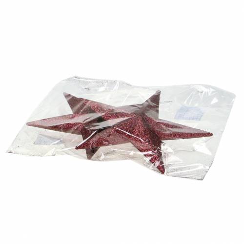 Artikel Dekorationsbøjle glitterstjerne bordeaux 21cm 2stk