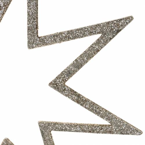 Floristik24 Julepynt stjerne Juletræspynt champagne glitter 22cm 12stk