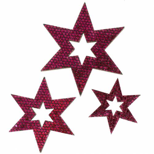 Spredt dekoration stjerne lilla 3-5 cm 48p