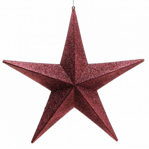 Floristik24 Glitterstjerne til at hænge Bourgogne Ø30cm