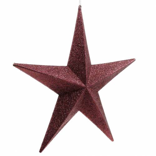 Floristik24 Glitterstjerne til at hænge Bourgogne Ø30cm