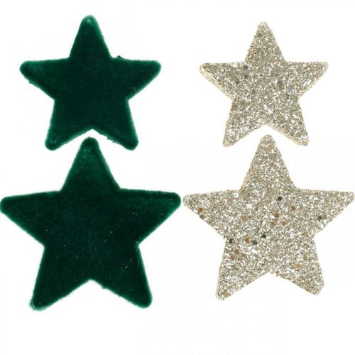 Stjernedrys blander grøn og guld jul 4cm/5cm 40p