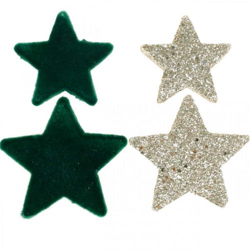 Floristik24 Stjernespredningsdekoration mix grøn og guld jul 4cm/5cm 40 stk