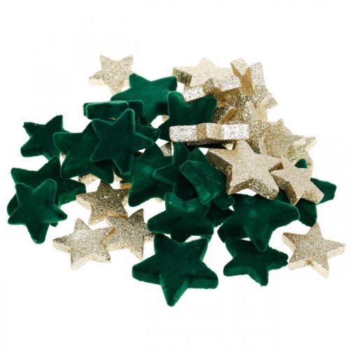Floristik24 Stjernespredningsdekoration mix grøn og guld jul 4cm/5cm 40 stk