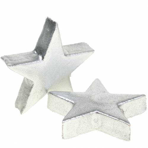 Artikel Dekorative stjerner sølv 4cm 12stk