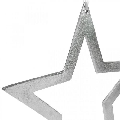 Artikel Dekorativ stjerne til at hænge sølv aluminiumsdørdekoration Ø28cm
