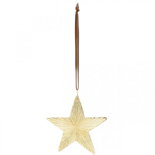 Floristik24 Hængende stjerner, metalpynt, juletræspynt guld 9,5 × 9,5cm 3stk