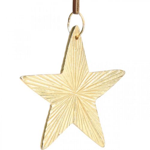 Floristik24 Hængende stjerner, metalpynt, juletræspynt guld 9,5 × 9,5cm 3stk