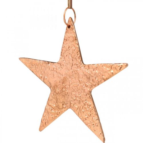 Artikel Dekorativ stjerne til at hænge, adventsdekoration, metal vedhæng kobberfarvet 12 × 13cm 3stk