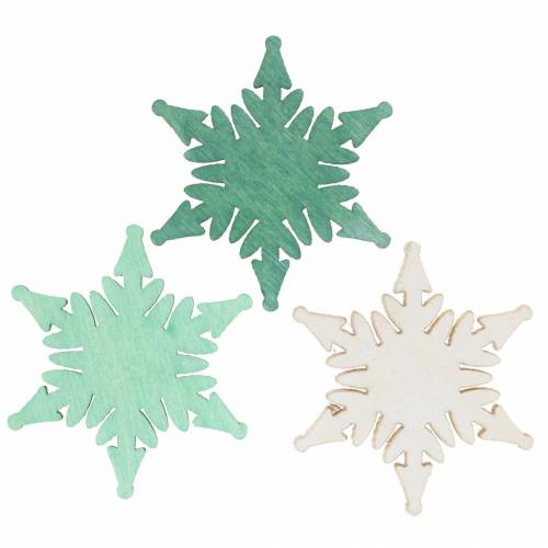 Floristik24 Scatter dekoration Julestjerne grøn, hvid assorteret 4cm 72 stk