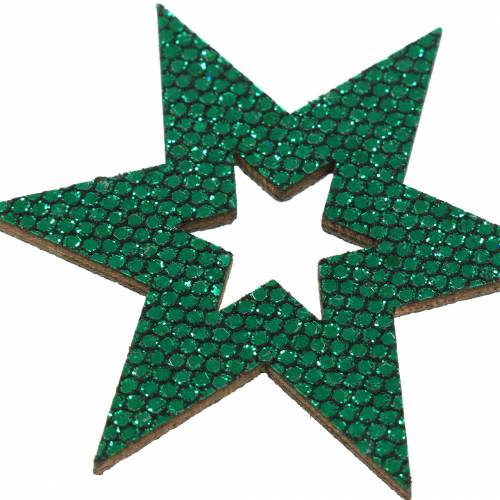 Artikel Scatter dekoration stjerne grøn 3-5cm 48 stk