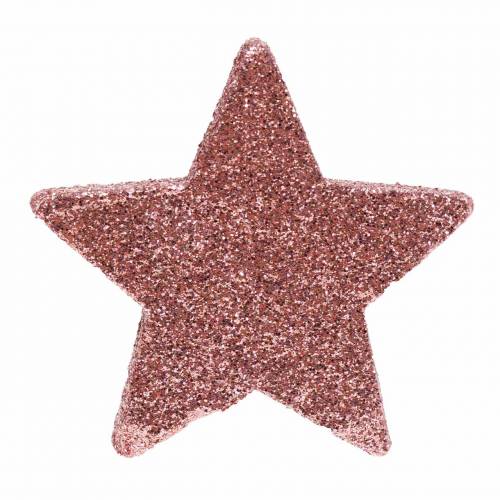 Floristik24 Stjerne med glitter drys dekoration 6,5 cm pink 36stk