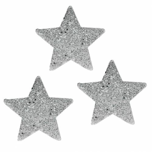 Floristik24 Scatter dekorationsstjerner med glitter Ø6,5cm sølv 36 stk