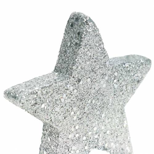Artikel Scatter dekorationsstjerner med glitter Ø6,5cm sølv 36 stk