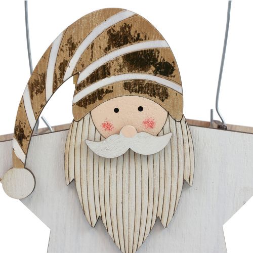 Artikel Stjerne lavet af træ nisse guld hvid borddekoration 15,5×6×16,5cm