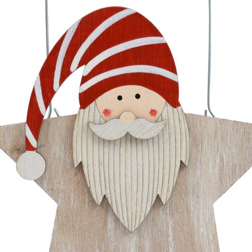 Artikel Stjerne lavet af træ nisse rød hvid borddekoration 15,5×6×16,5cm