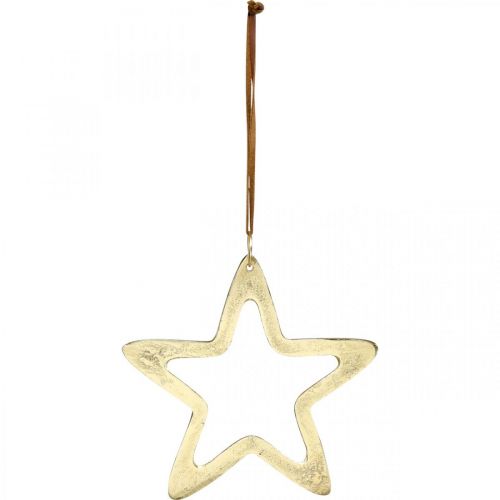 Artikel Julevedhæng, stjernedekoration til advent, dekorationsstjerne gylden 14 × 14cm