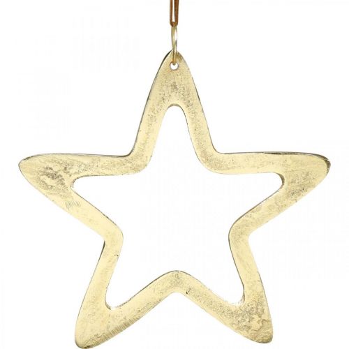 Artikel Julevedhæng, stjernedekoration til advent, dekorationsstjerne gylden 14 × 14cm