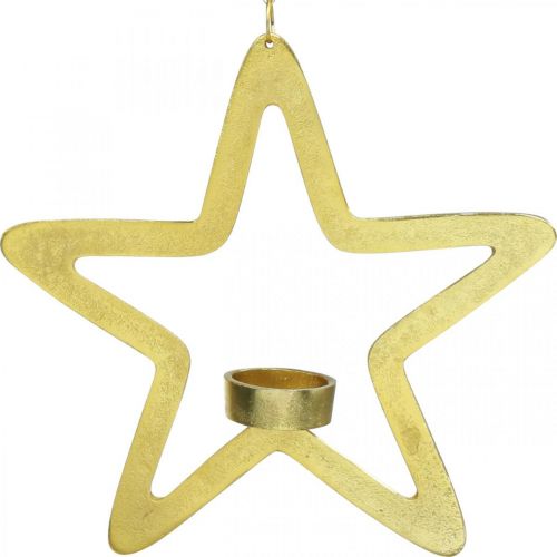 Floristik24 Dekorativ stjerne fyrfadsstage metal til ophæng gylden 24cm