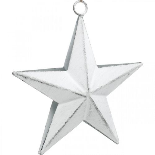 Floristik24 Metalstjerne til at hænge, julevedhæng, adventsdekoration hvid, Shabby Chic 11 × 11cm