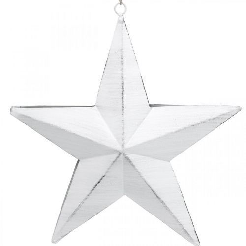 Hængende stjerne, juletræspynt, metalpynt hvid 19,5 × 18,5 cm | Floristik24.dk