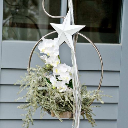 Artikel Metalstjerne til at hænge, julevedhæng, adventsdekoration hvid, Shabby Chic 11 × 11cm
