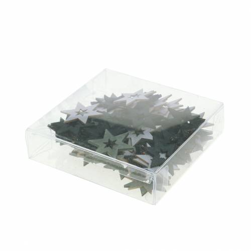 Floristik24 Scatter dekoration stjerne sort, sølv, mørkegrå assorteret 4cm 72 stk