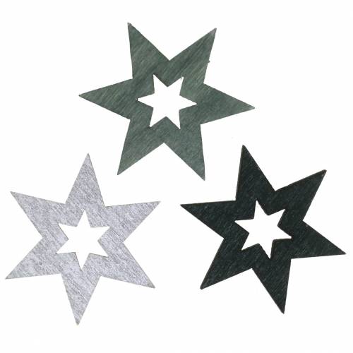 Floristik24 Spredt deco-stjerne sort, sølv, mørkegrå assorterede 4 cm 72 stk