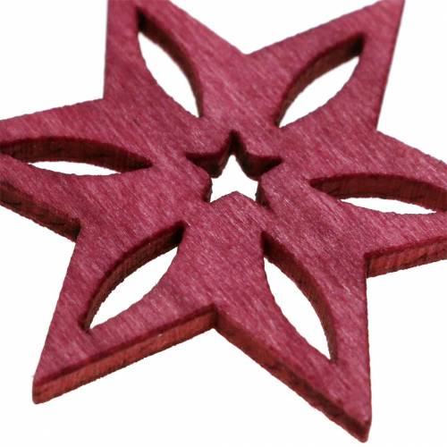 Artikel Scatter dekoration stjernepink, grå assorteret træ 4cm 72 stk