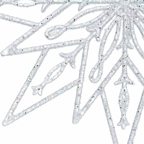Artikel Dekorativ isstjerne til at hænge gennemsigtig, glitter 24,5cm 6stk