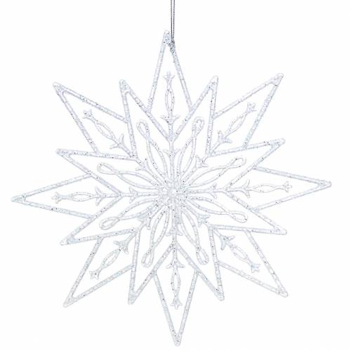 Floristik24 Dekorativ isstjerne til at hænge gennemsigtig, glitter 24,5cm 6stk