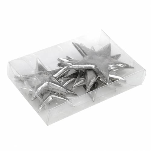 Floristik24 Stjerner lavet af metal sølv 8,6×8,2cm/6,9×6,7cm 8 stk.