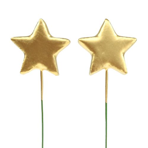 Floristik24 Stjerner på tråd til kunsthåndværk guld 5cm L23cm 48 stk