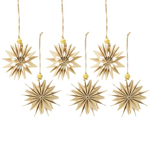 Artikel Papirstjerner, naturlige farver, Ø10 cm, 6 stk.