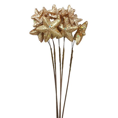 Floristik24 Stjerner bundtet med glitterguld 60cm 5stk