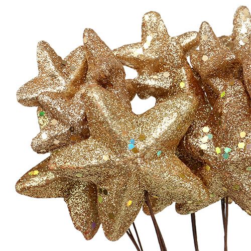 Floristik24 Stjerner bundtet med glitterguld 60cm 5stk