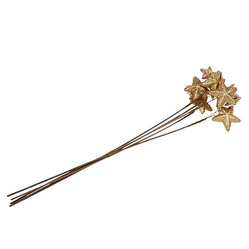 Floristik24 Stjerner bundtet med glitterguld 60cm 5stk