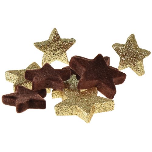 Floristik24 Stjerner spredt dekoration mix brun og guld juledekoration 4cm/5cm 40 stk