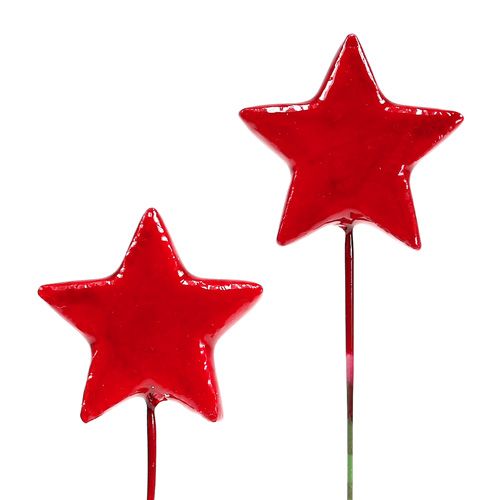 Stjerner på wire til at dekorere 5 cm rød 48 stk