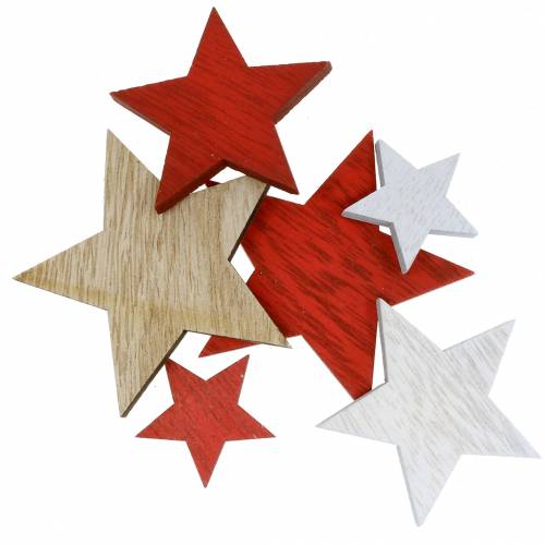 Floristik24 Spredt dekoration stjerner rød / hvid / naturlig 3,5 cm - 7 cm 18 stk