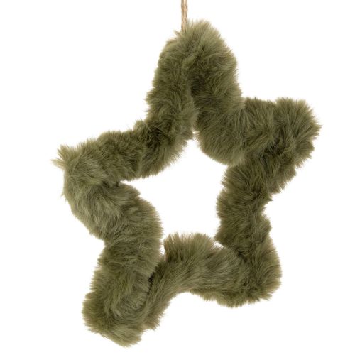Stjernevedhæng i kunstpels, plys, til vinduer og døre, 21 cm, 4 stk.