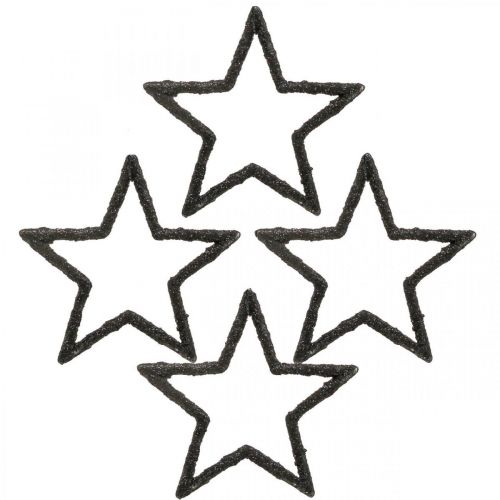 Scatter dekoration Julestjerner sort glitter Ø4cm 120 stk