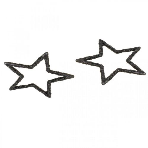 Artikel Scatter dekoration Julestjerner sort glitter Ø4cm 120 stk